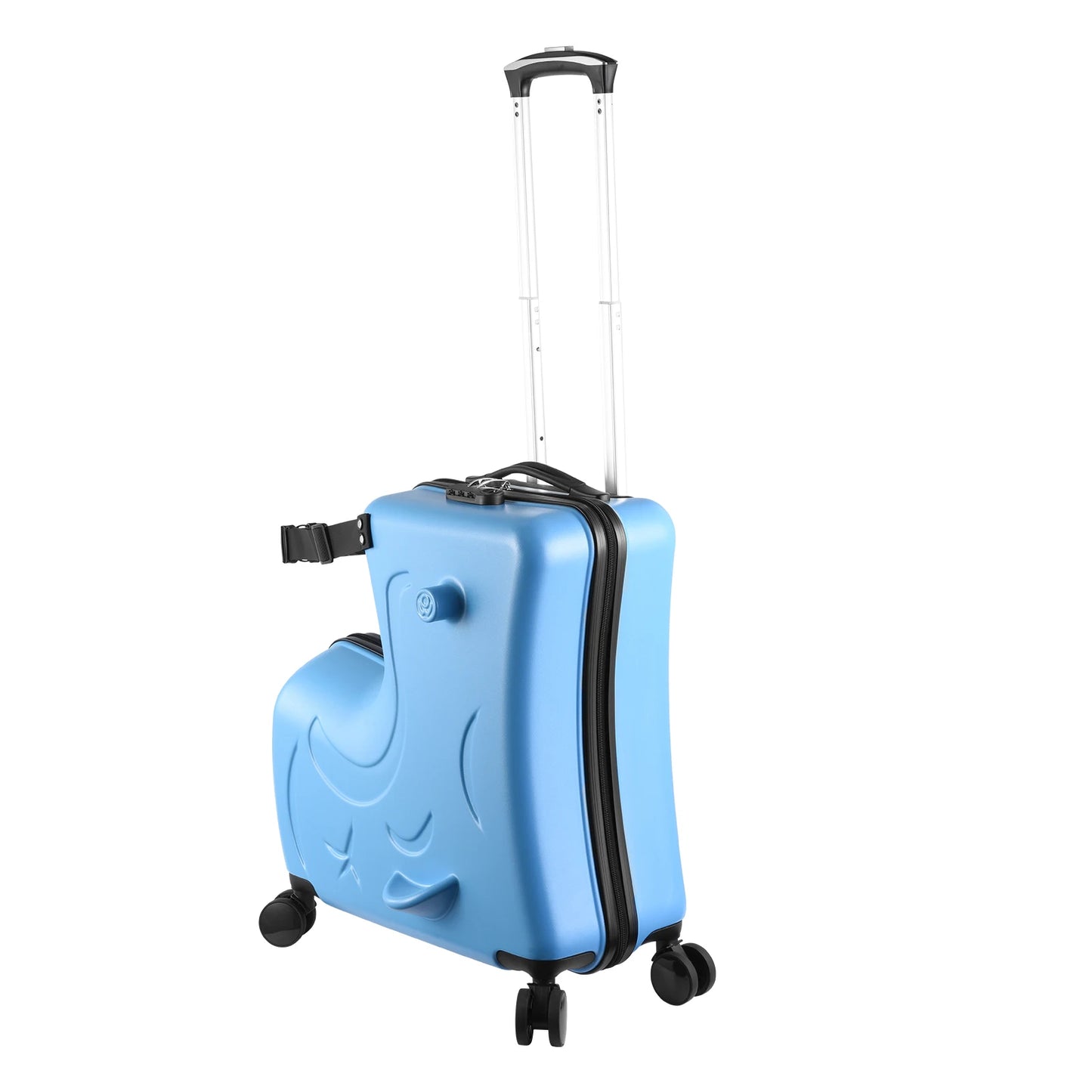 22-24 Inch Blue、Pink、Yellow Kids Ride-On Suitcase with Cartoon Stickers | Fun Travel Luggage with Wheels | Children's Trunk for 3-6 Years Old