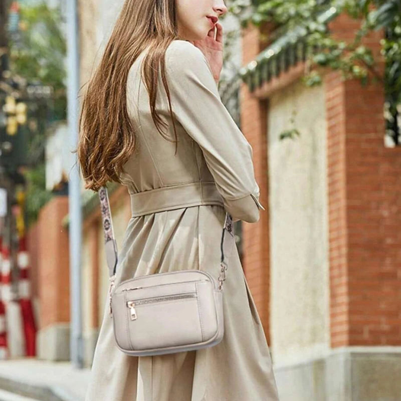New Quilted Embroidery Grid Colorblocking Retro Shoulder Bag Zipper Shoulder Crossbody Purse Small Square Bag