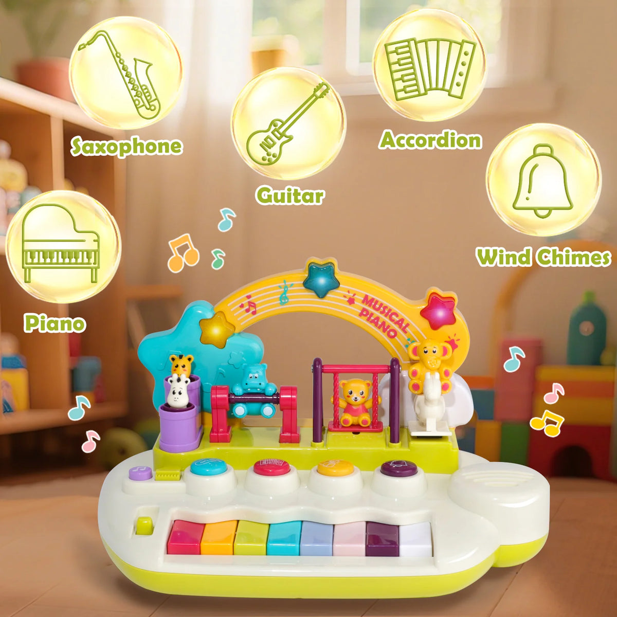 Nicknack Toddler Musical Instrument Toy Set Featuring Piano Saxophone