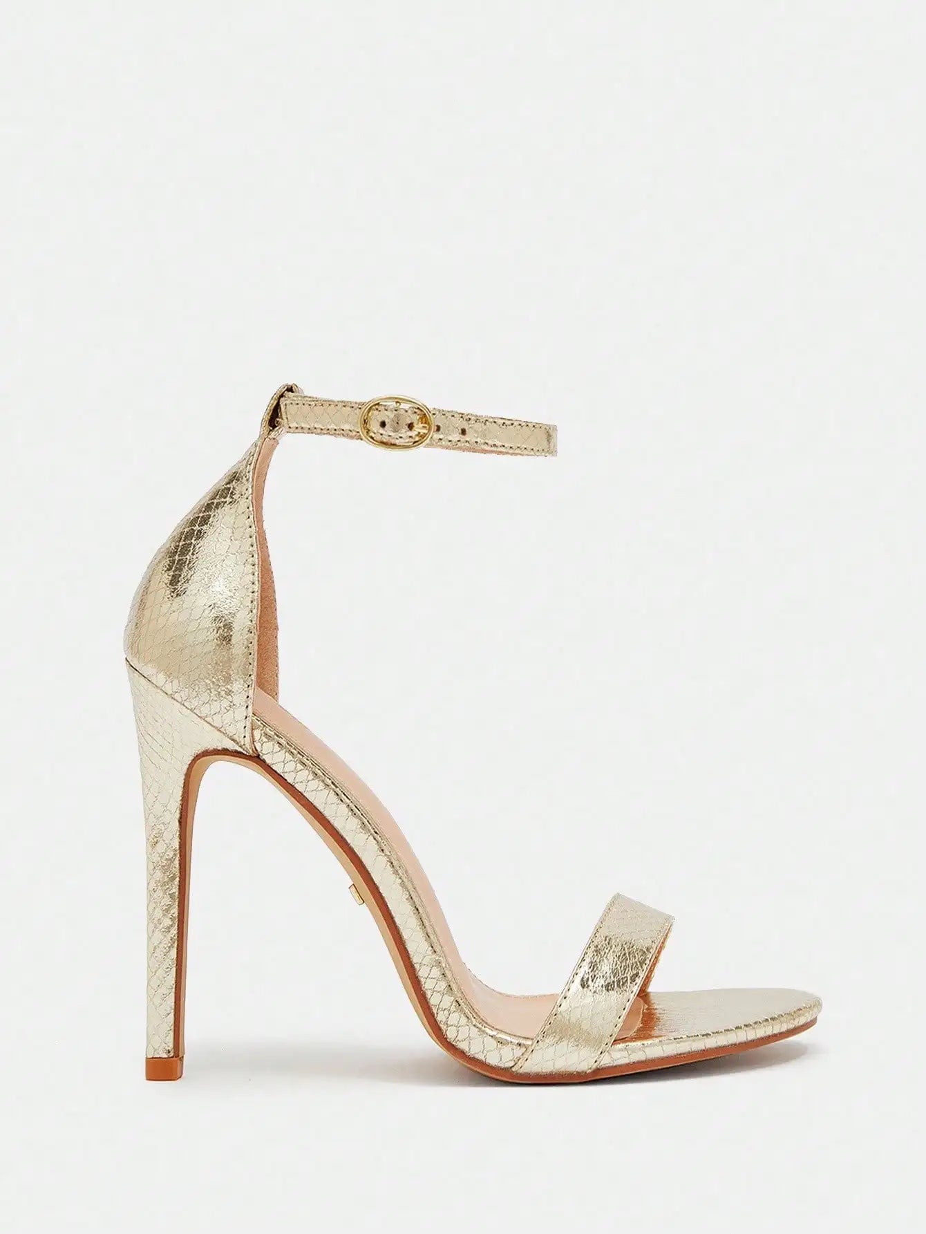 Glass Ankle Strap Sandals Stiletto Heels PU Leather