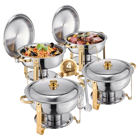 SucceBuy Stainless Steel Chafing Dish Buffet Set With Four Pans