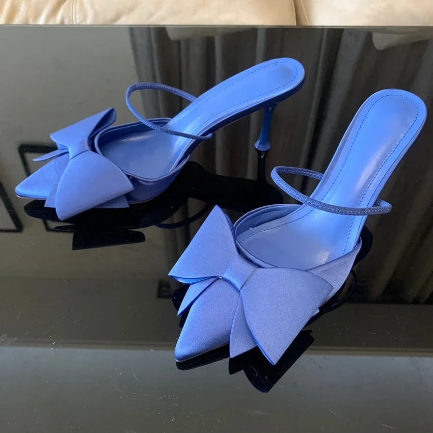 Nuolaian Bow Knot High Heels Sandals Pointed Toe Pumps