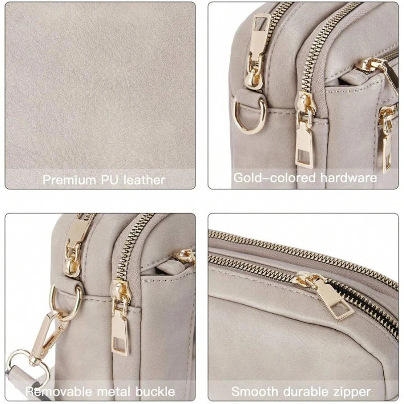 New Quilted Embroidery Grid Colorblocking Retro Shoulder Bag Zipper Shoulder Crossbody Purse Small Square Bag