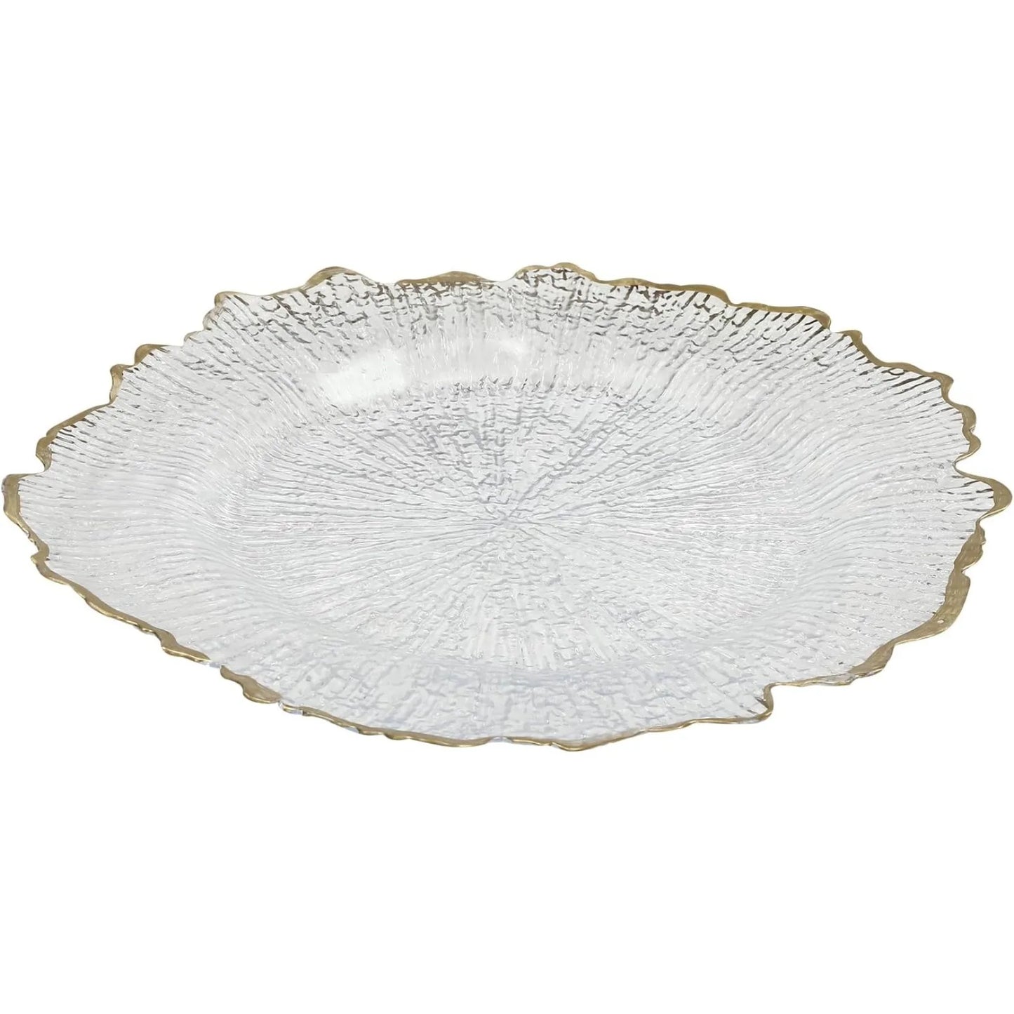 100pcs Transparent Plates for Home and Commercial Parties, 32 Cm, Plastic, W/ Gold-coloured Beaded Edge, for Wedding, Birthday, Bridal Party, Dinner, Table Decoration