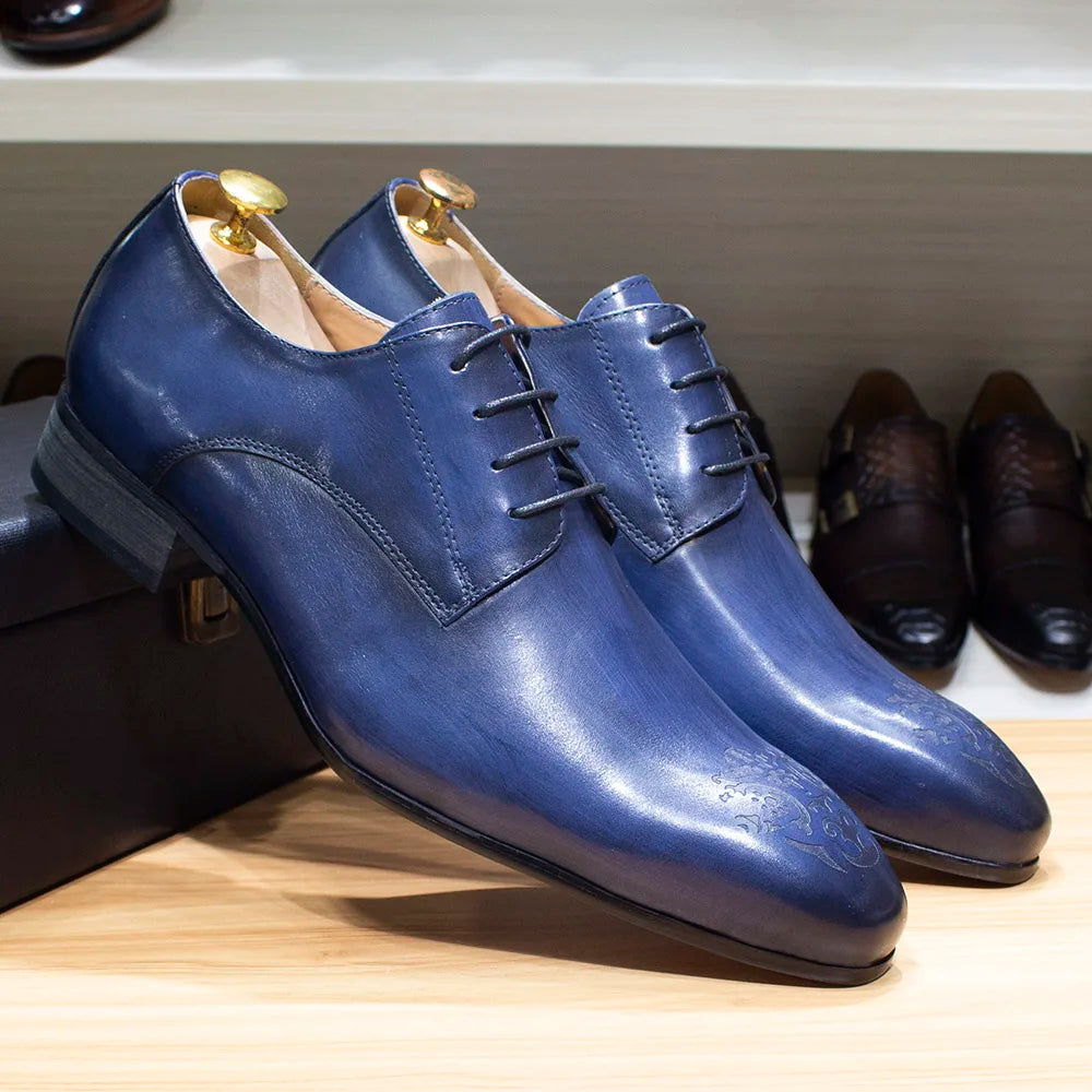 Felix Chu Classic Men Oxford Derby Genuine Leather Dress Shoes