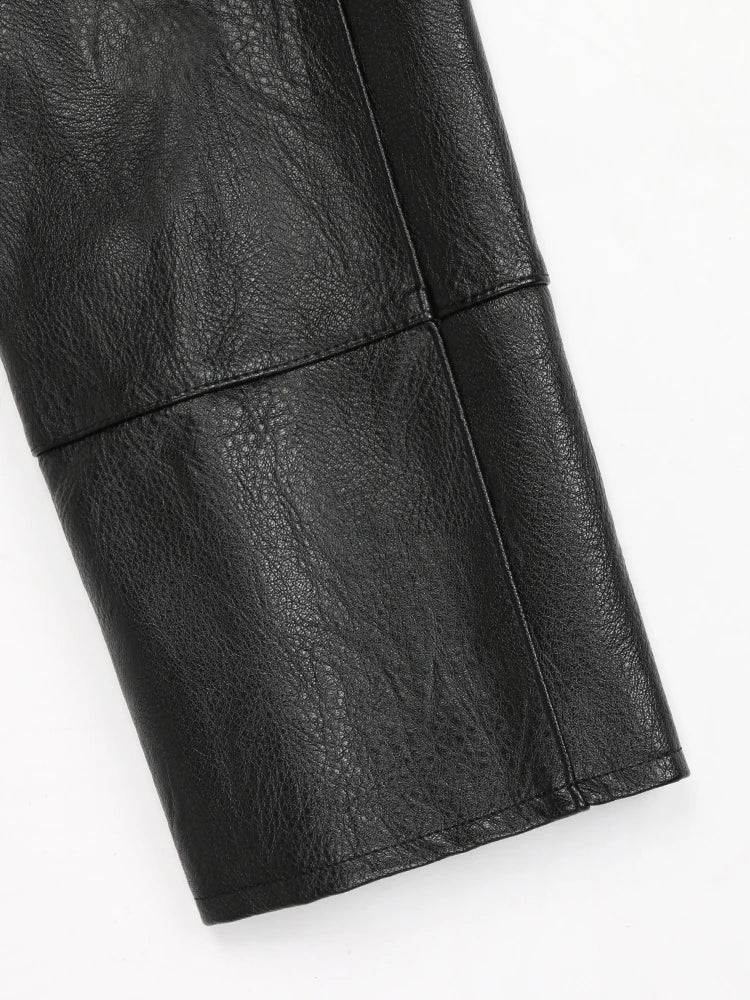 Nerazzurri Spring Autumn Long Waterproof Black Pu Leather Trench Coat Men Sashes Double Breasted Elegant Luxury Fashion Clothes
