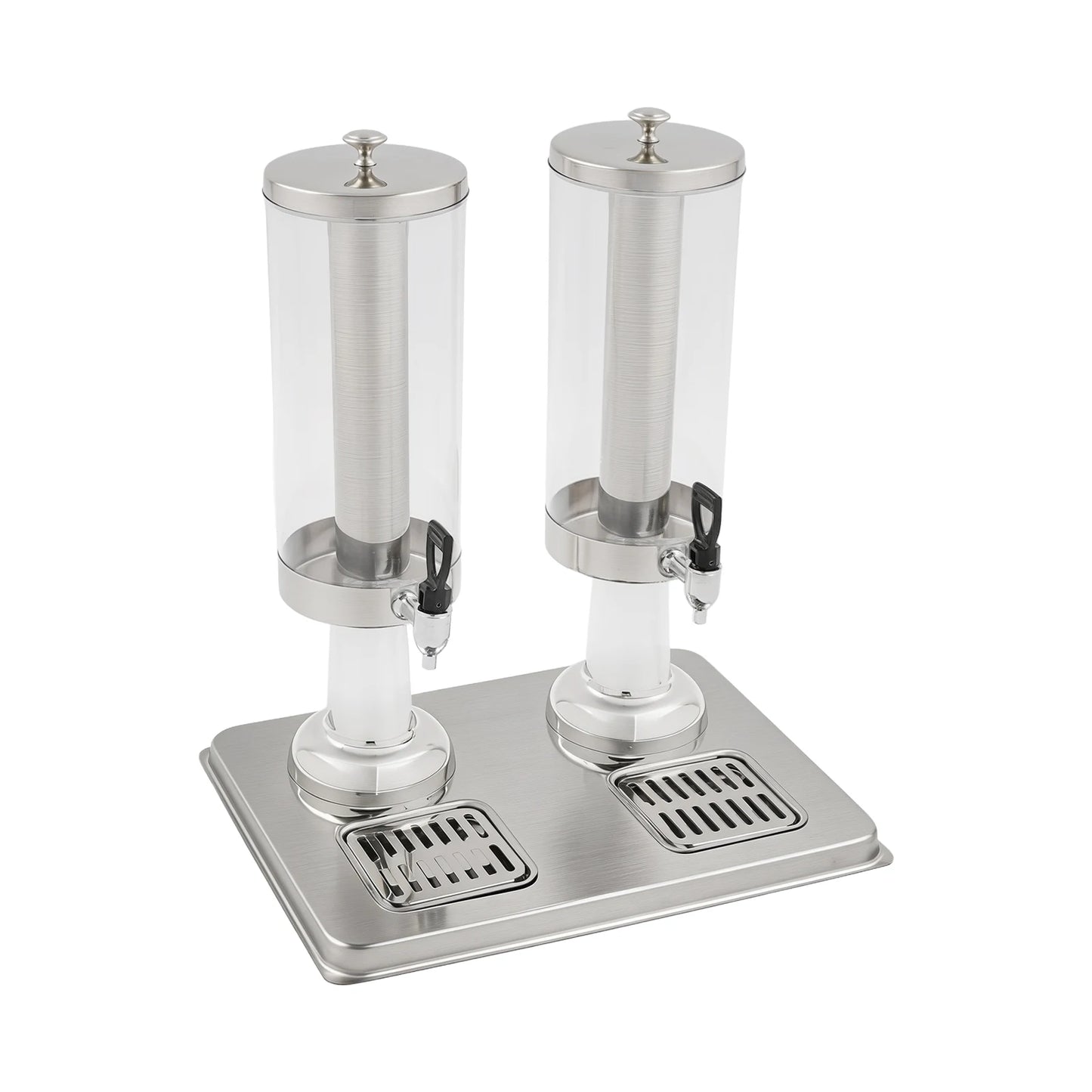 Stainless Steel Drink Dispenser 1.59Gal, 2-Faucet Beverage Dispenser with Centre Ice Core & Drip Trays for Parties