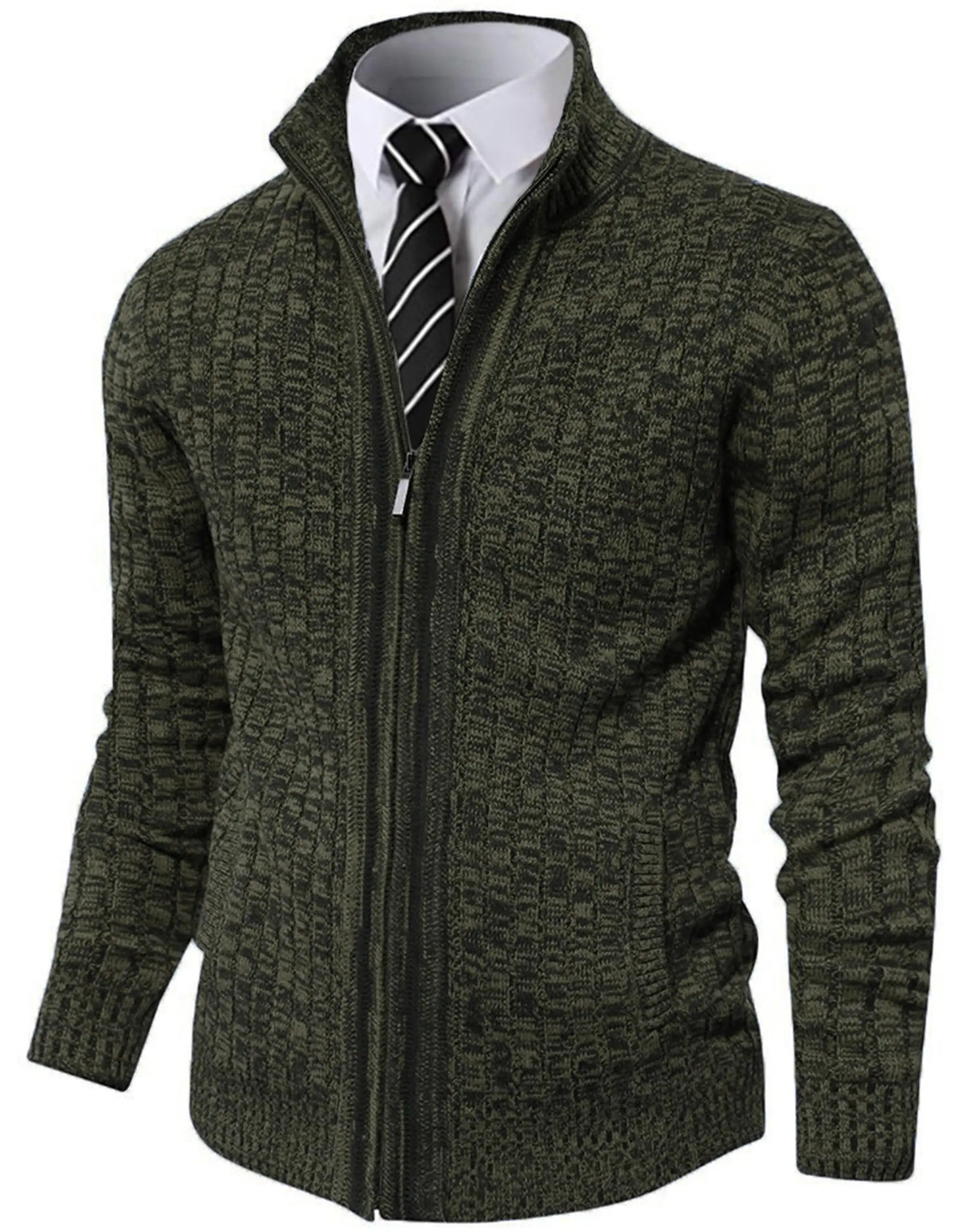Pioneer Camp Men's Cardigan Sweaters Full Zip Up Slim Fit Stand Collar
