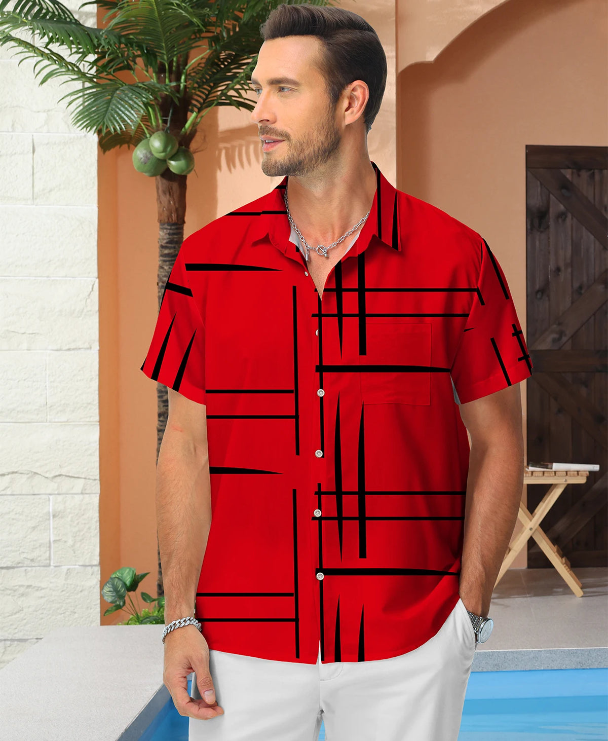 KYKU Hawaiian Shirt for Men: Tropical Summer Beach Short Sleeve Button Down Shirt with Pocket