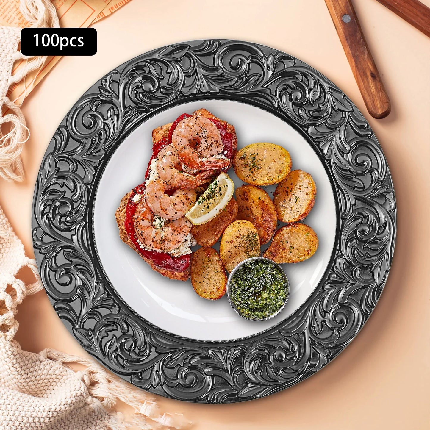 Bymaocar Charger Plates Set Elegant Round Serving Plates