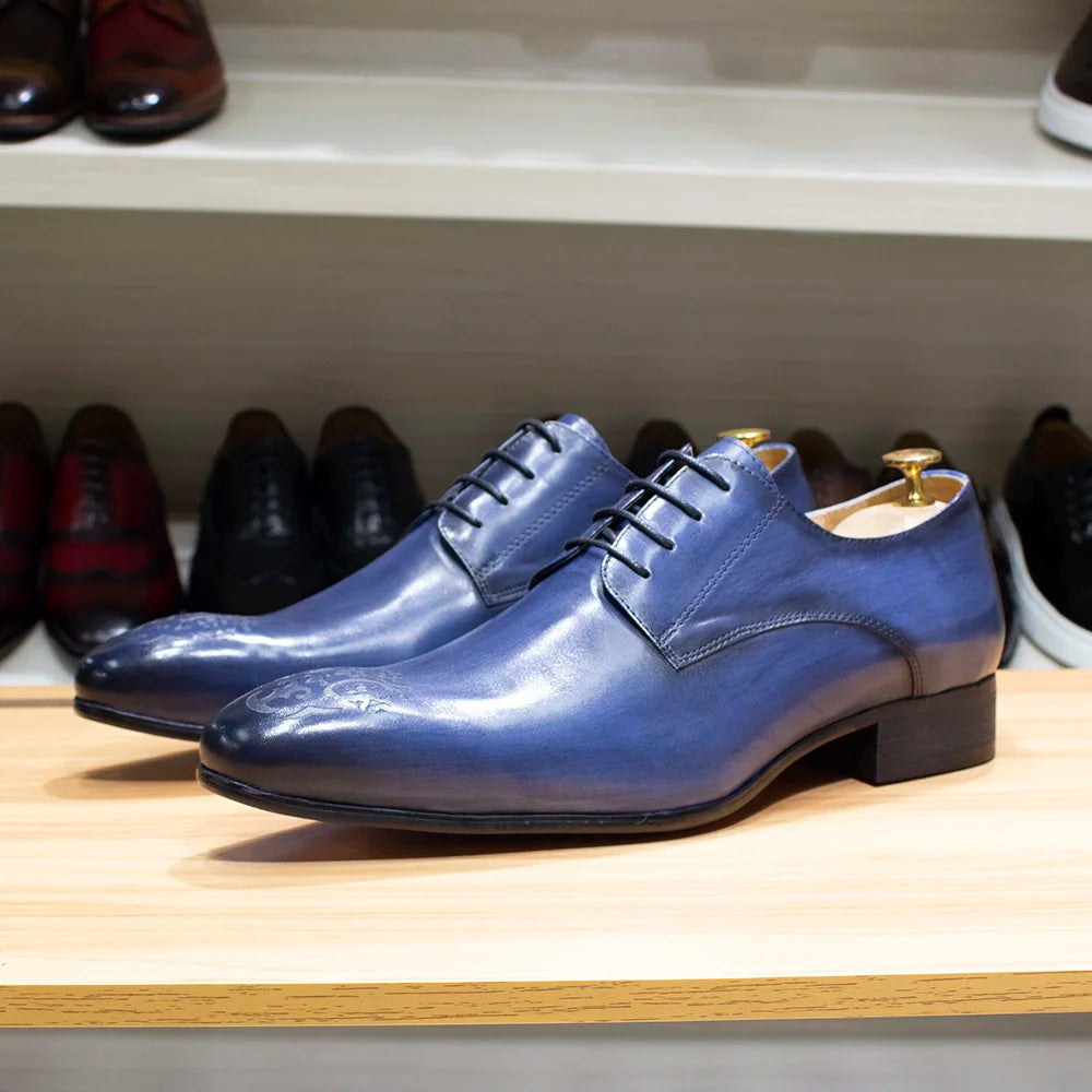 Felix Chu Classic Men Oxford Derby Genuine Leather Dress Shoes