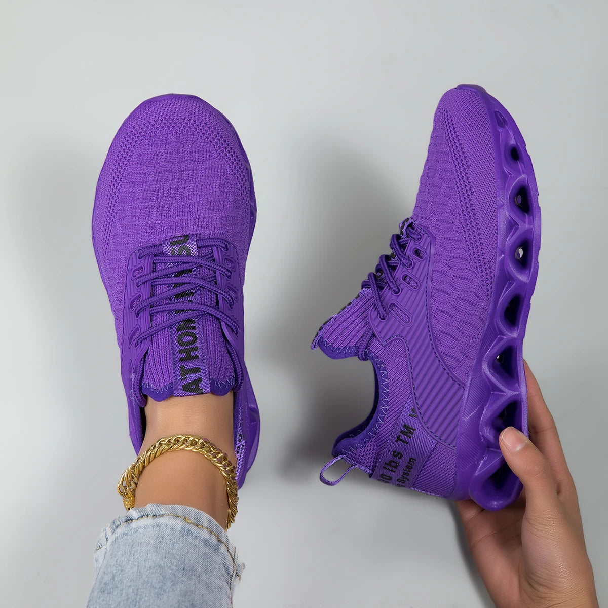 Unisex Knit Running Shoes Breathable Lightweight Non Slip Walking Gym