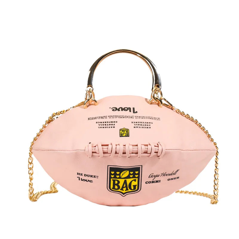 Fashion American Football Crossbody Bags for Women Pu Leather Unique Handbag Design Novelty Vacation Beach Travel Shoulder Bag