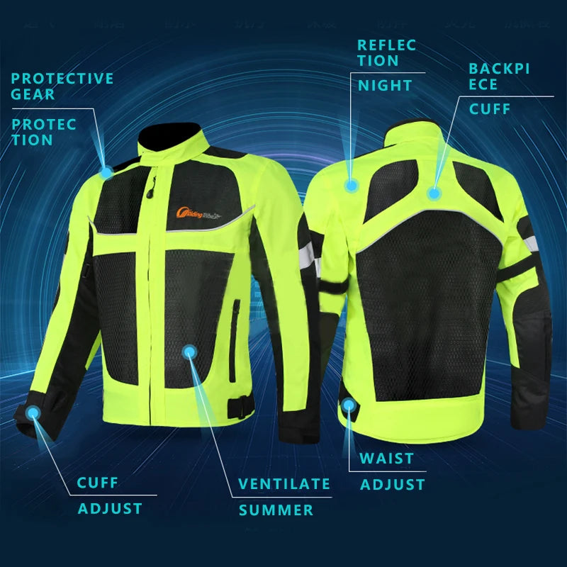 Motorcycle Reflective Night-Time Wear Jacket, Motorcycle Protective Gear Pad Jacket