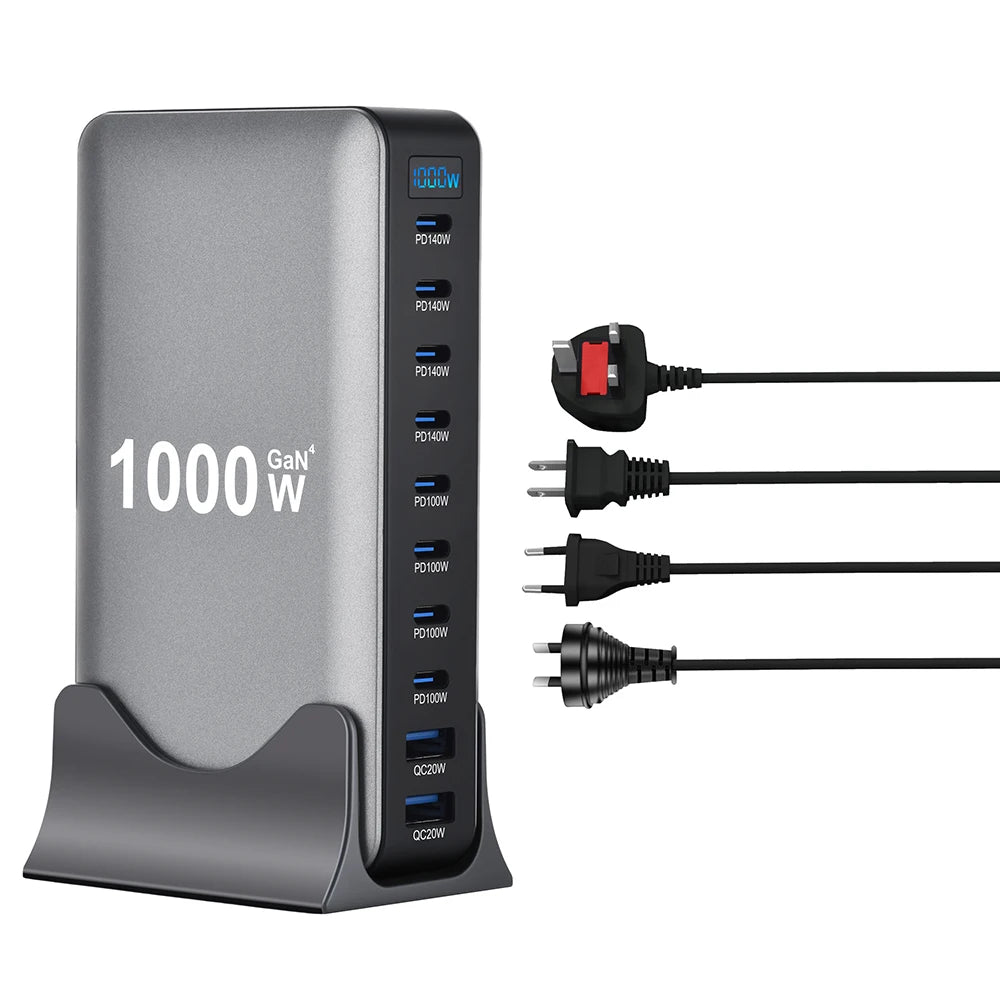 URVNS 1000W GaN USB C PD3.1 Charger Desktop 10 Port