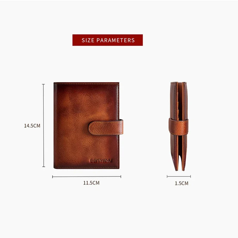 Genuine Top Layer Cowhide Passport Holder for Men Multifunction Ultra-thin Leather Wallet Portable Travel Ticket Card Organizer