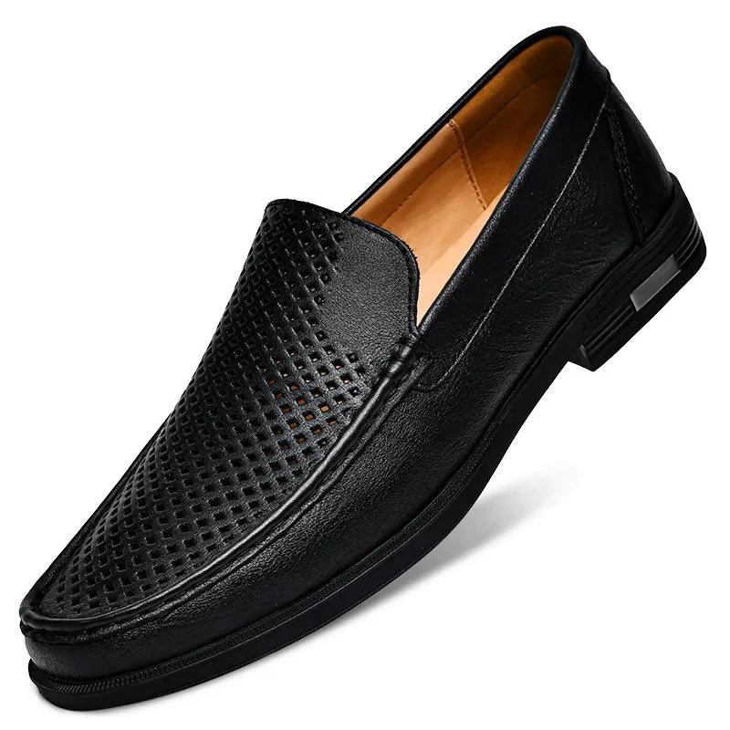 Genuine Leather Mens Dress Shoes Slip On Loafers For Business