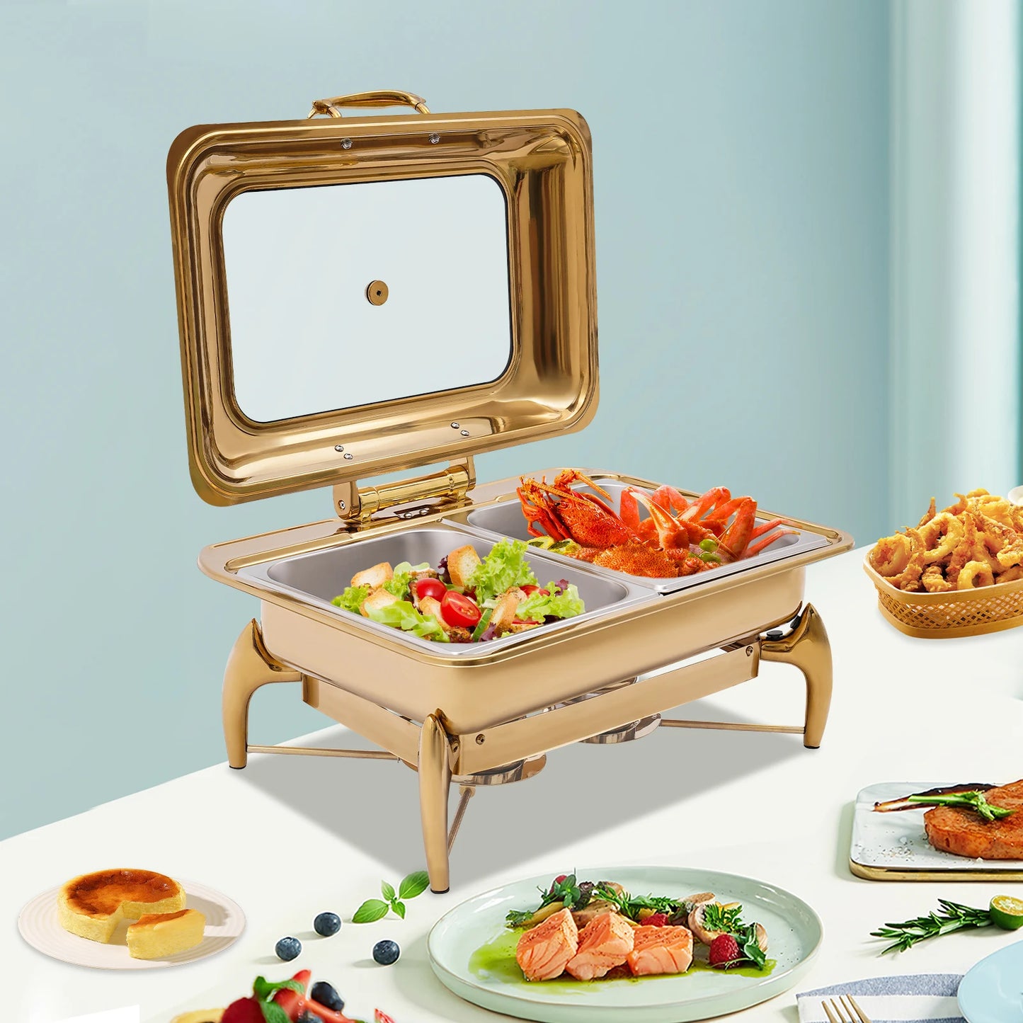 Bymaocar 9L Dual Compartment Chafing Dish Buffet Set