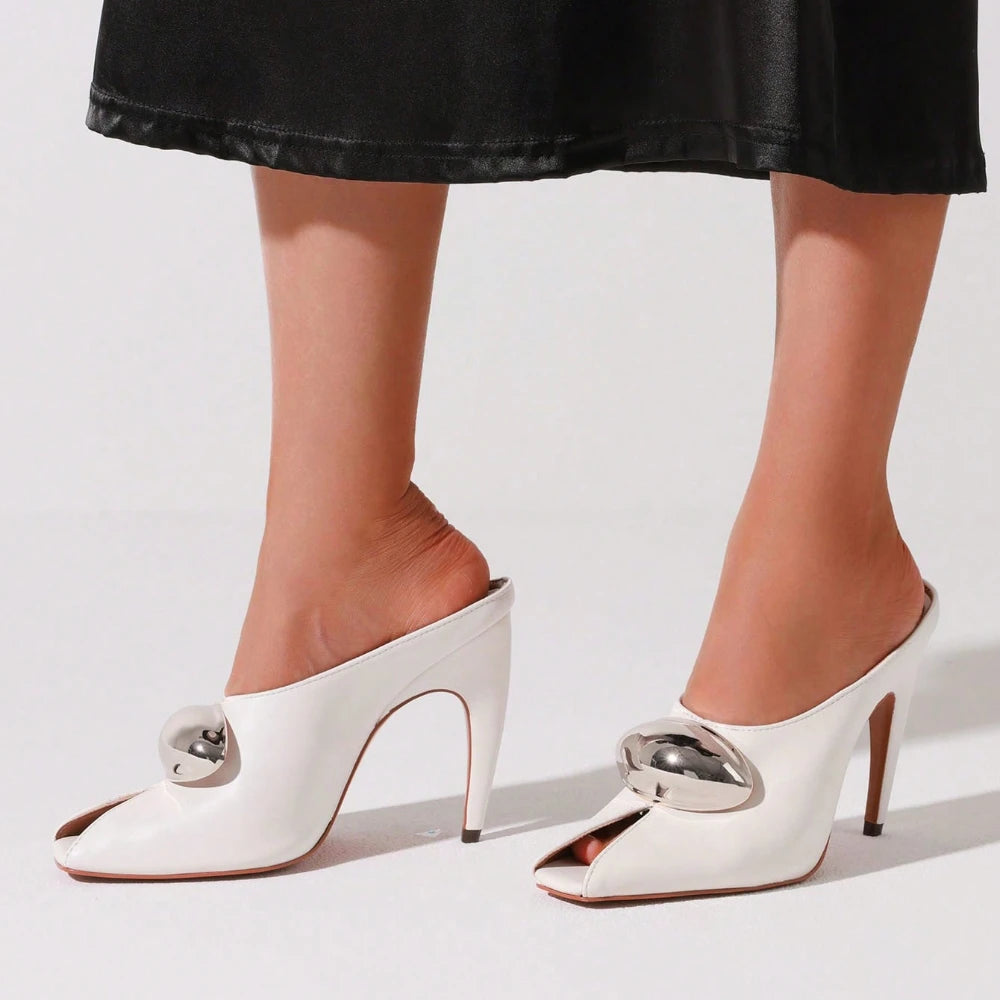 Metal Stiletto High Heels Slingback Pumps For Women