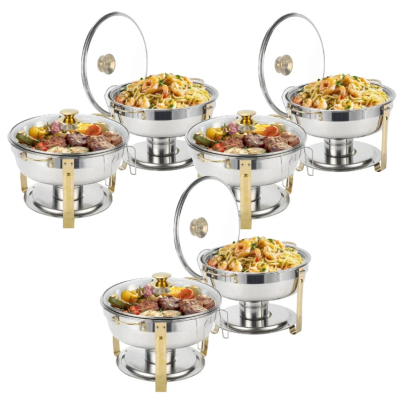 Stainless Steel Chafing Dish Buffet Chafer Pan Glass Lid
