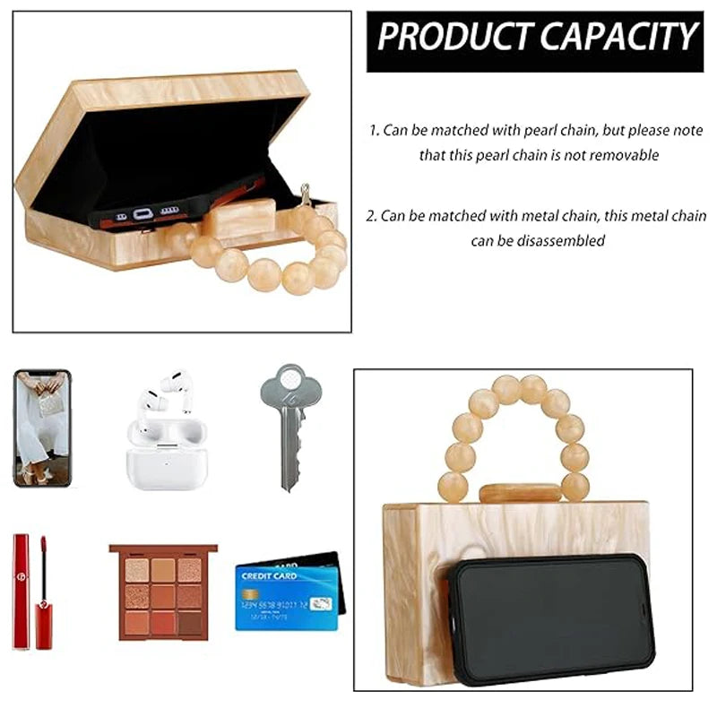 Guangdong Acrylic Clutch Bag Beaded Pearl Chain Purse