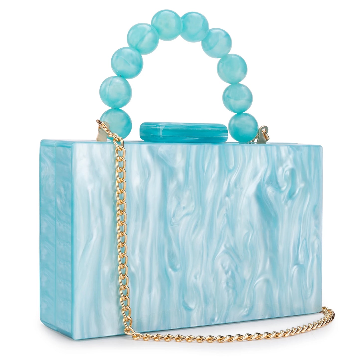 Beading Handbag Marble Acrylic Luxury Box Clutch Evening Bags Wedding Party Chain Shoulder Bag Dinner Dress Purse Festival Gift