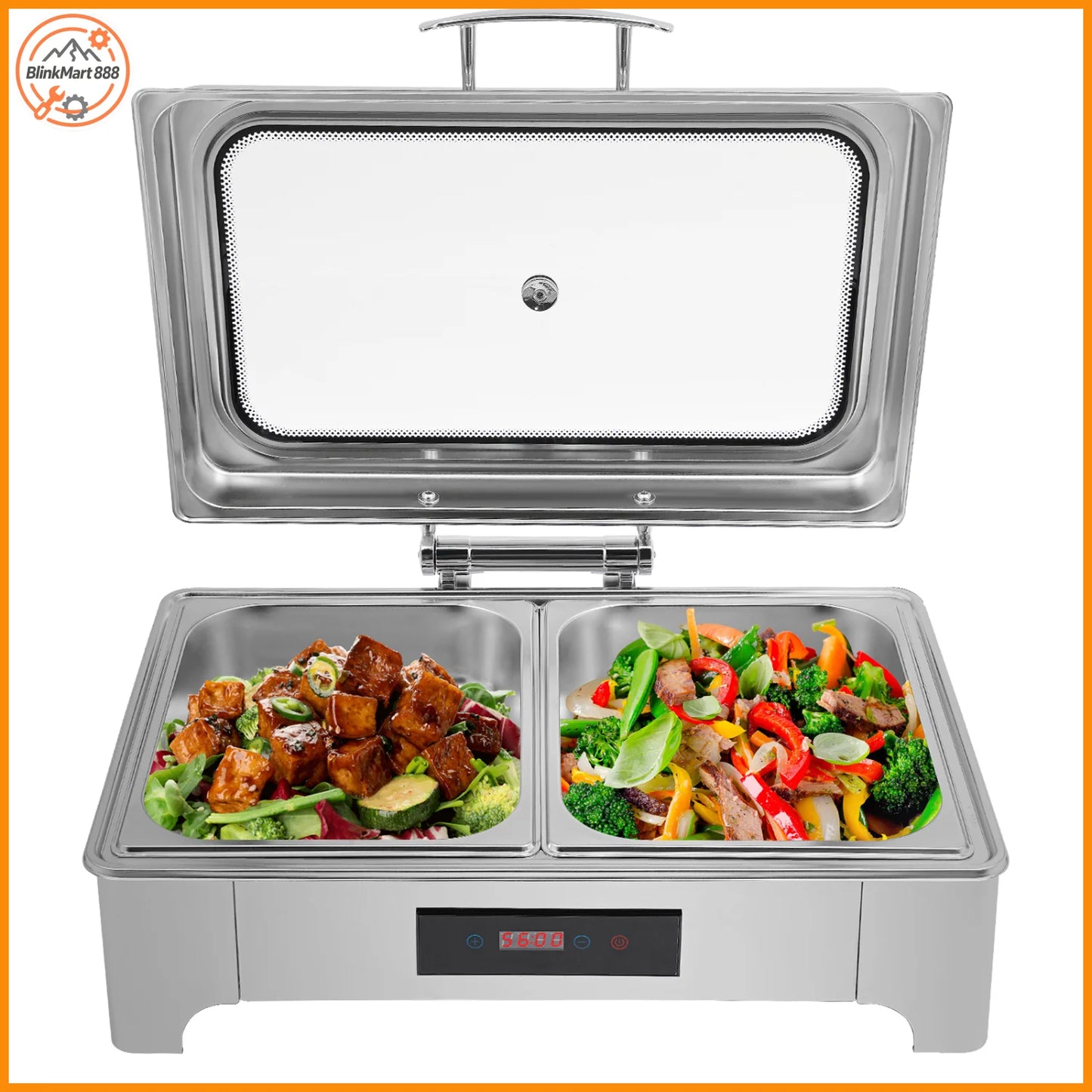 Electric Heating Chafing Dish Buffet Warmer Stainless Steel 9L Capacity