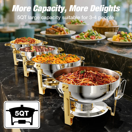 Stainless Steel Chafing Dish Buffet Chafer Pan Glass Lid