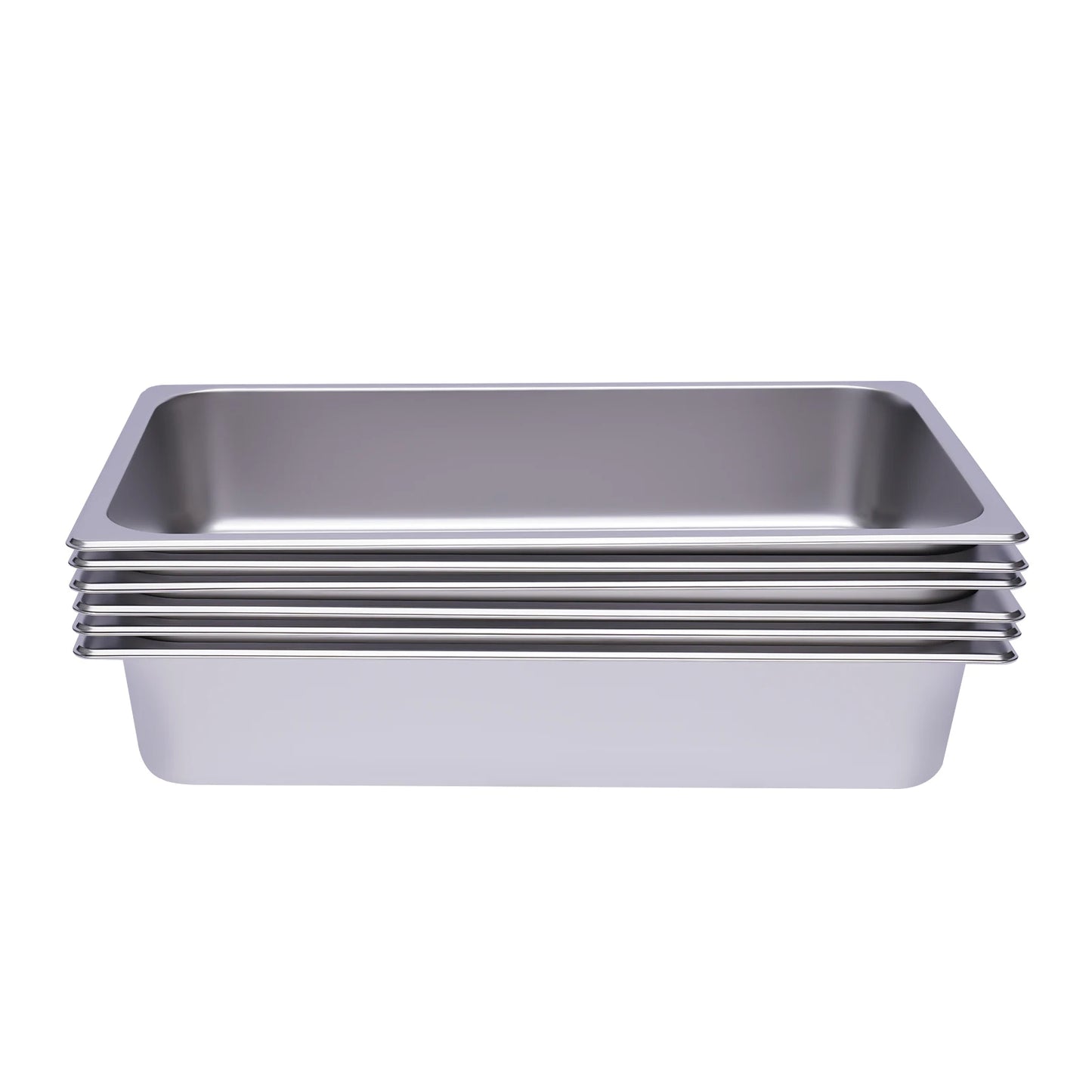 Stainless Steel Steam Pan, 1/1 Size 6 Pack, Deep 4 Inch, 20.87x12.99 Inch, Large Capacity Food Pan, Commercial Restaurant Buffet, Catering Steam Table
