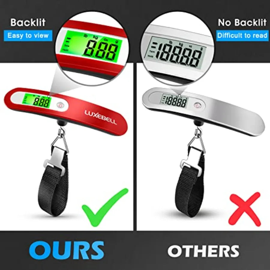Digital Luggage Scale Vacation Travel Essentials Accessories Gifts for Traveler Portable Suitcase Handheld Weight Scale 110 lbs