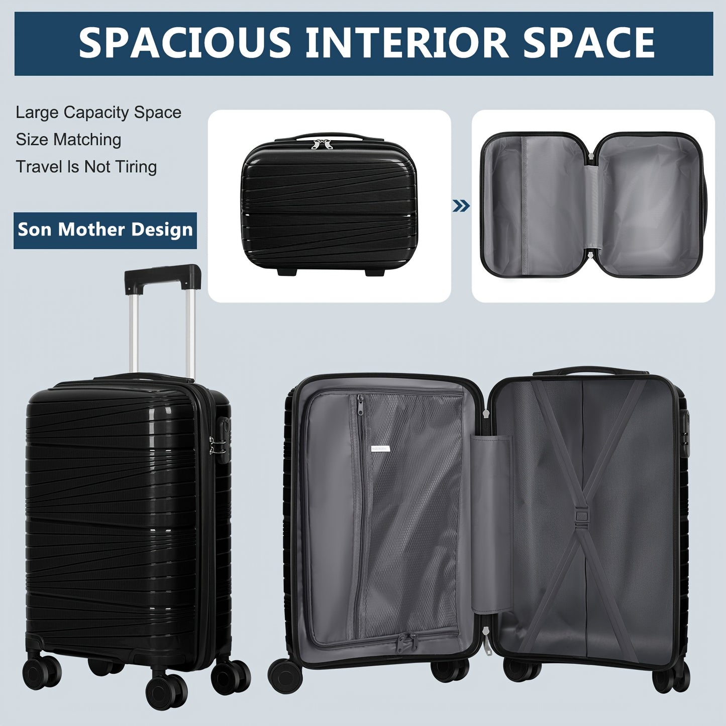 Durable PC ABS Luggage Set With Expandable TSA Lock