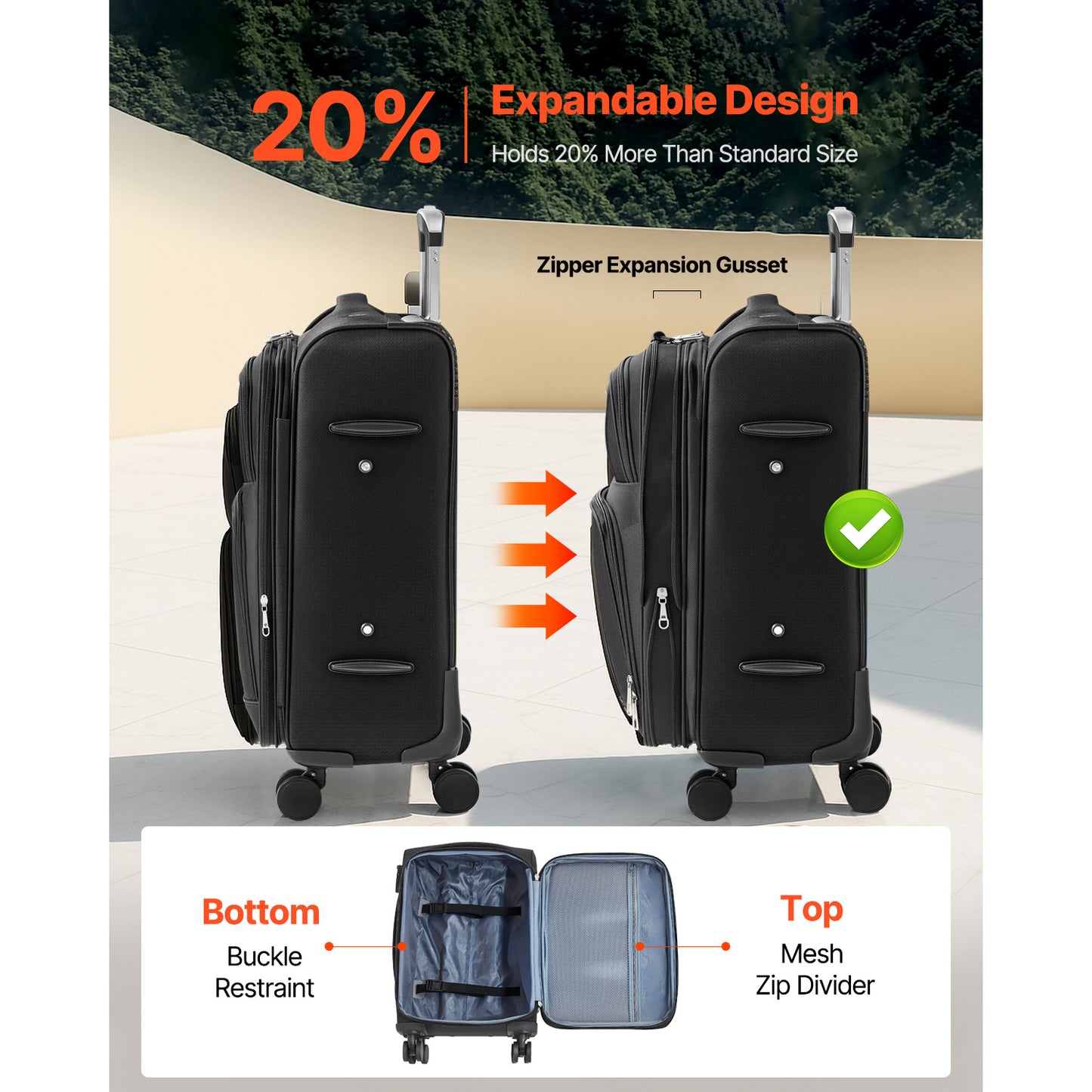 VEVOR Expandable Luggage With Spinner Wheels Carry On