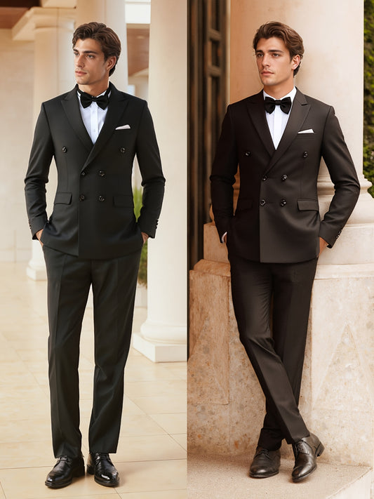 Men's Slim Fit Suit Set Notch Lapels Double Breasted