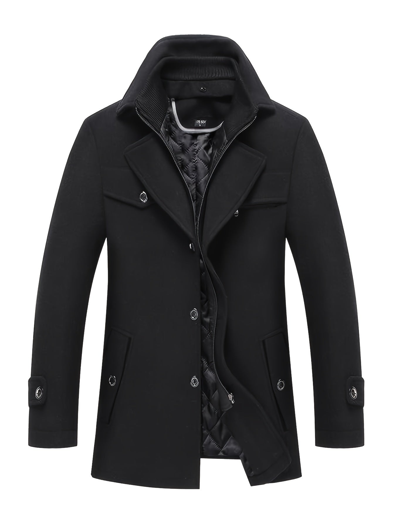 INVACHI Wool Blend Trench Coat With Detachable Scarf