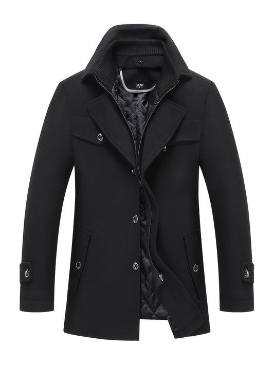 INVACHI Wool Blend Trench Coat With Detachable Scarf