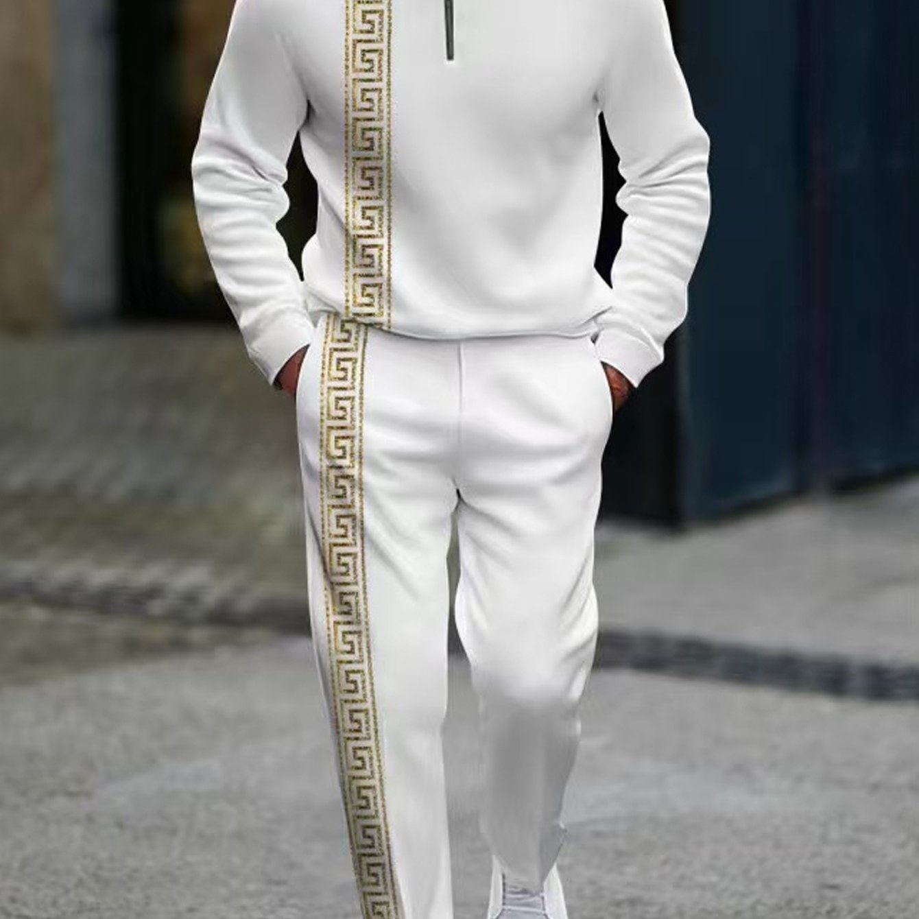 Mens Long Sleeve Zipper Shirt Casual Trousers Street Suit