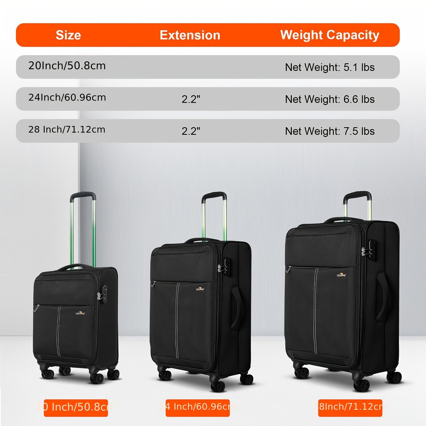Luckyermore Suitcase Set 3 Piece With Spinner Wheels