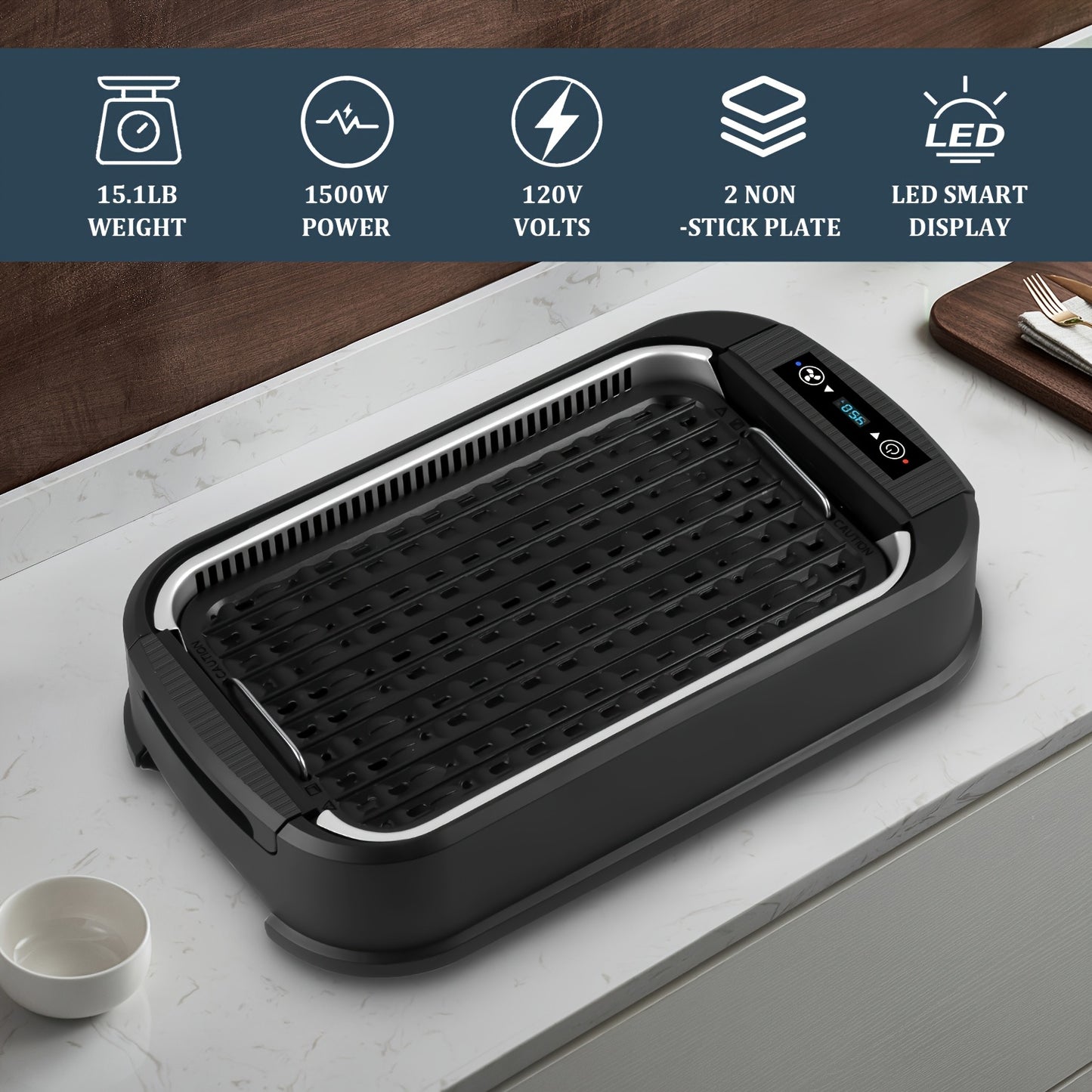 Smokeless Electric Grill With Turbo Smoke Extractor