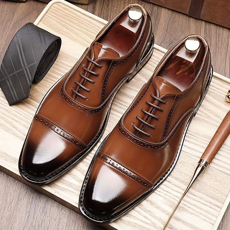 JASONSTAR Brogue Cap Toe Oxford Dress Shoes For Men