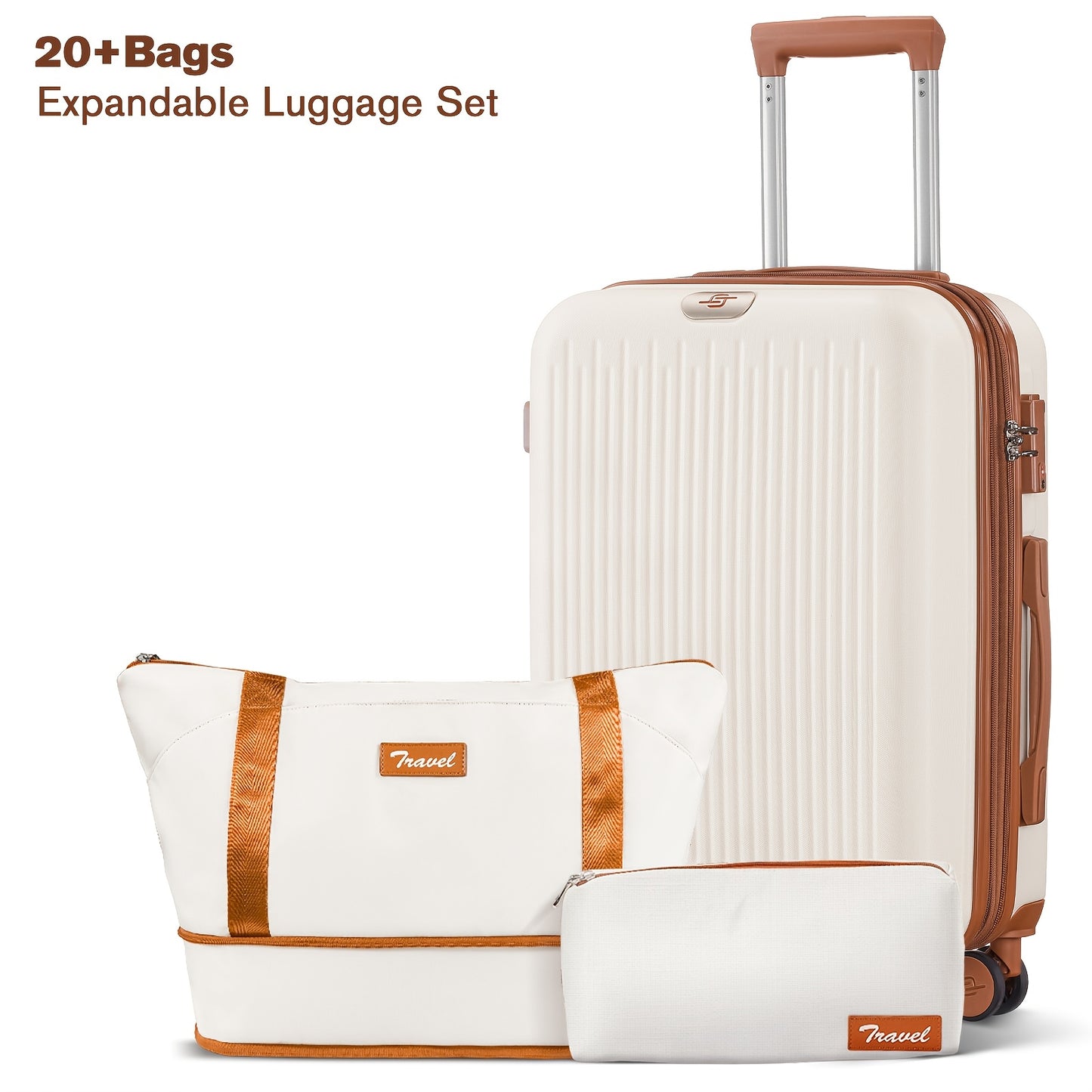 Sturdy Luggage Set With Expandable Duffle And Cosmetic Case