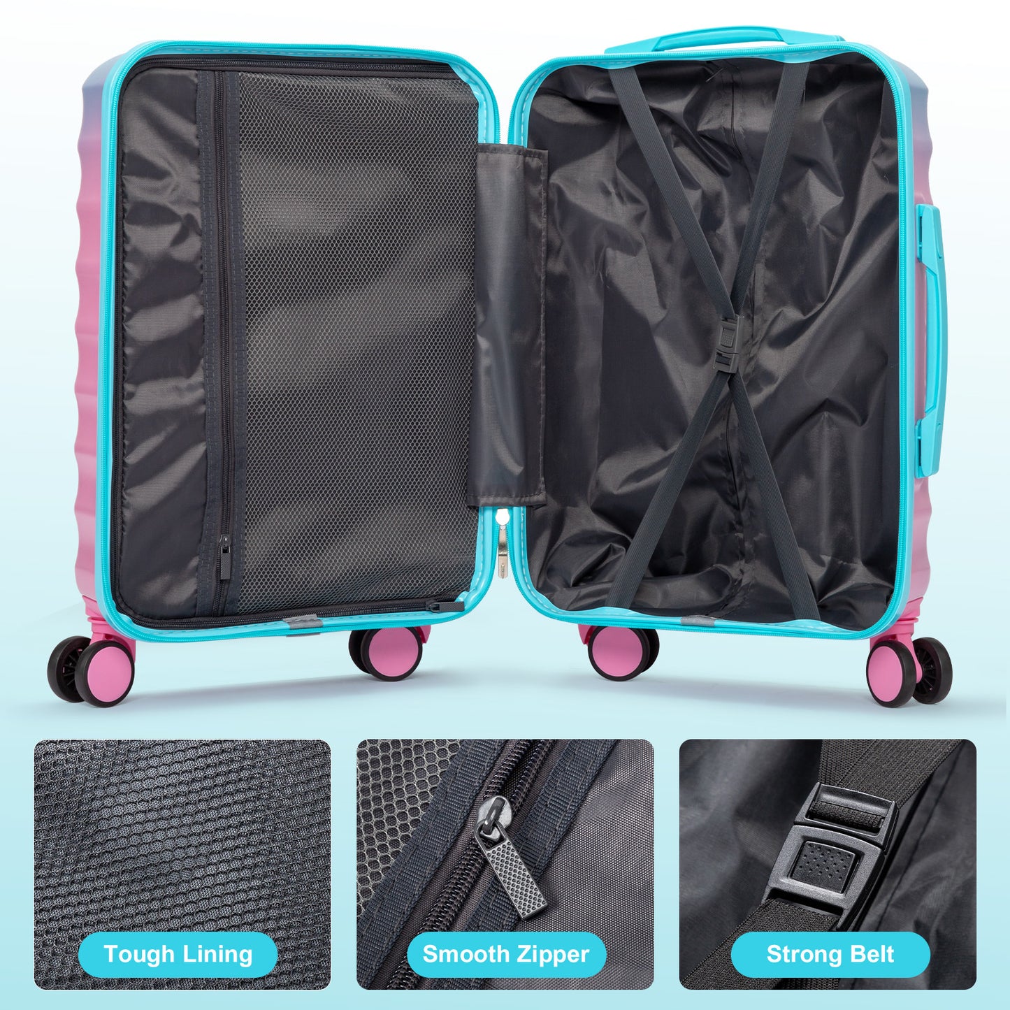 LEADZM Gradient Luggage Set ABS Hardshell Spinner TSA Lock