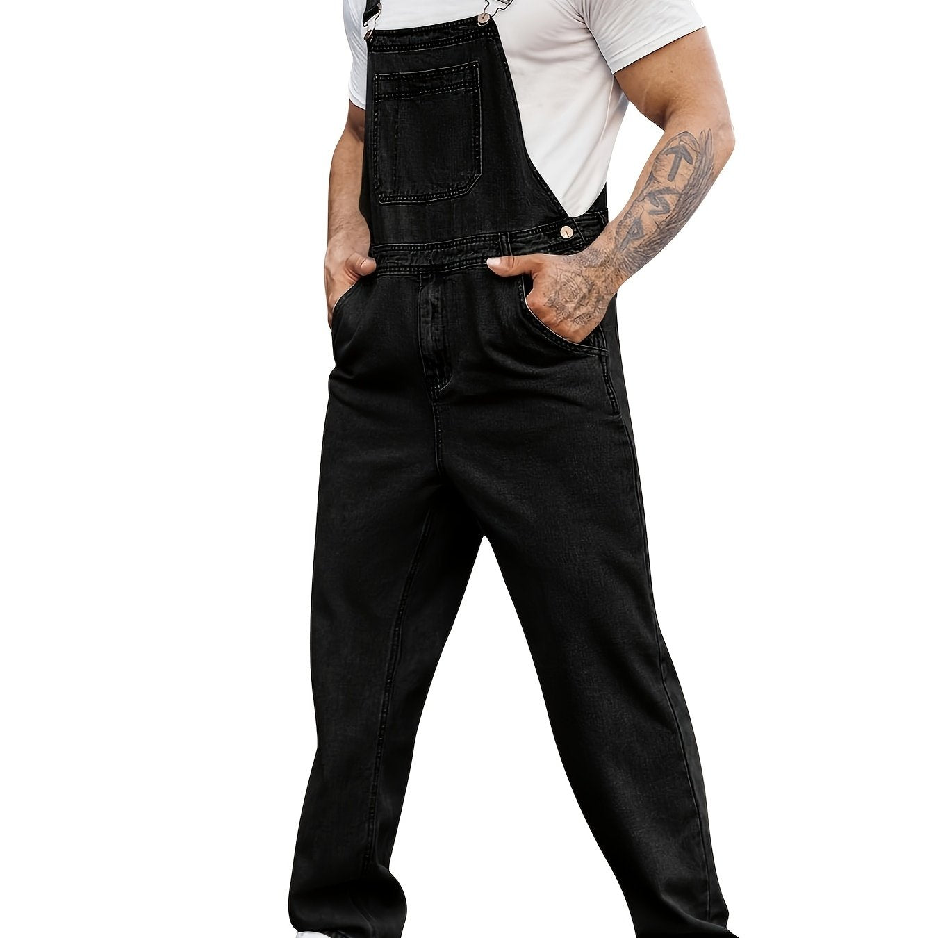 Men's Denim Bib Overalls Straps Boot Cut Casual Jumpsuit