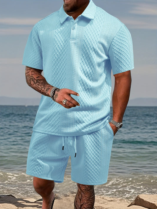 Mens Summer Casual Sporty Lightweight Shirt And Shorts Set