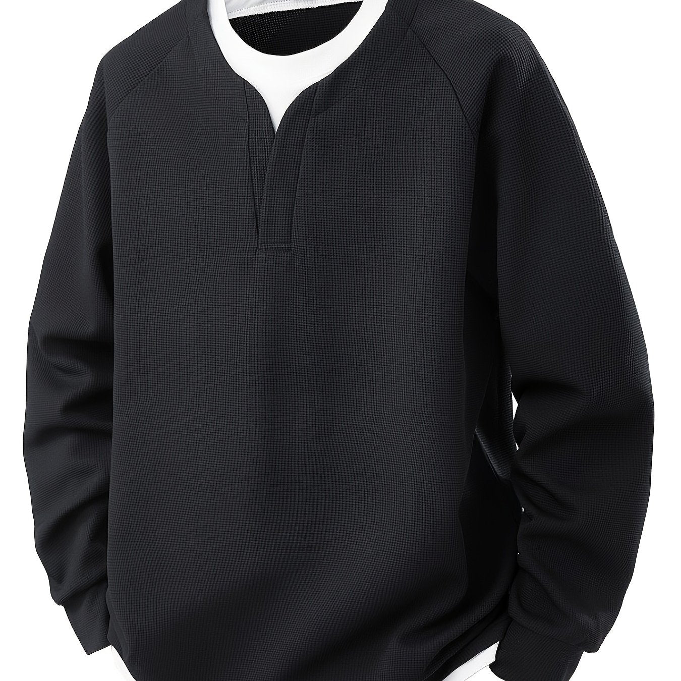 Men Waffle Long Sleeve T Shirts And Patchwork Sweatshirts