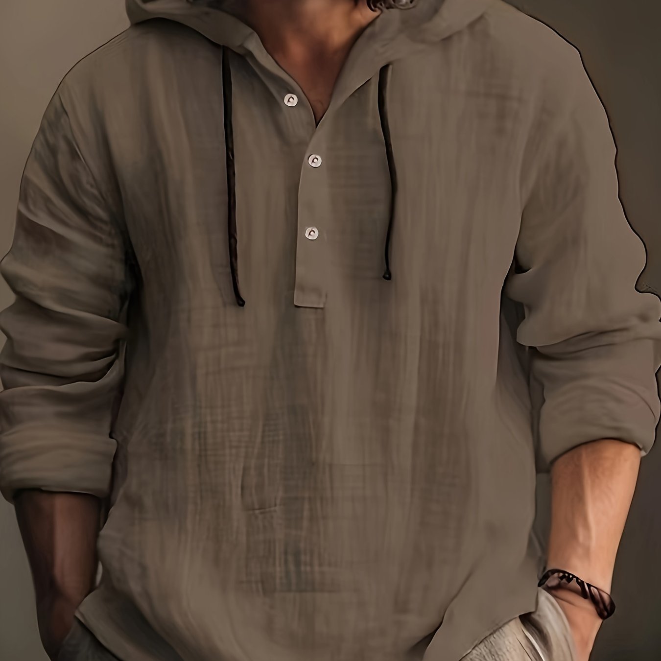SCACTO Men Hooded Cotton Shirt Sweatshirt Long Sleeve Casual