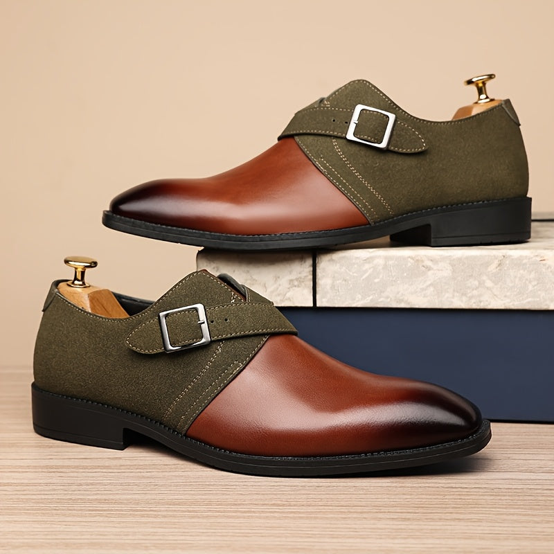 Mens Oxford Shoes Double Monk Straps With Rubber Sole