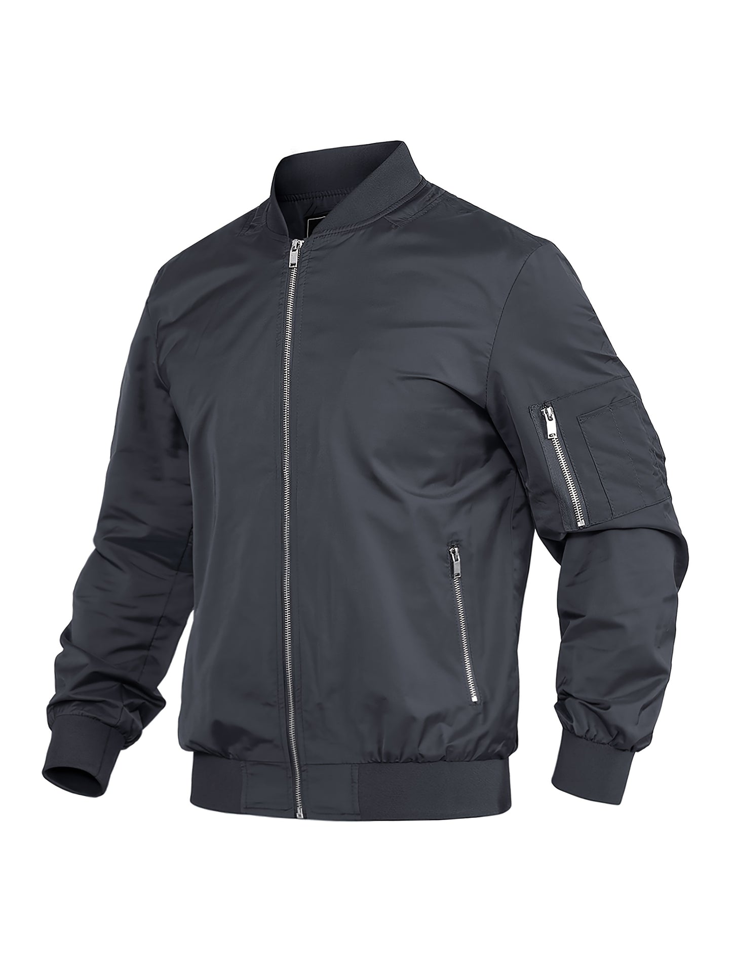 CRYSULLY Men's Light Windproof Bomber Jacket Zip Pockets