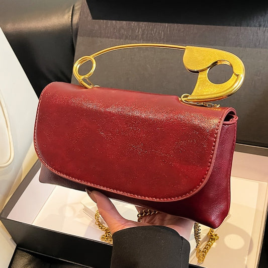 Elegant Faux Leather Crossbody Bag Removable Chain Strap