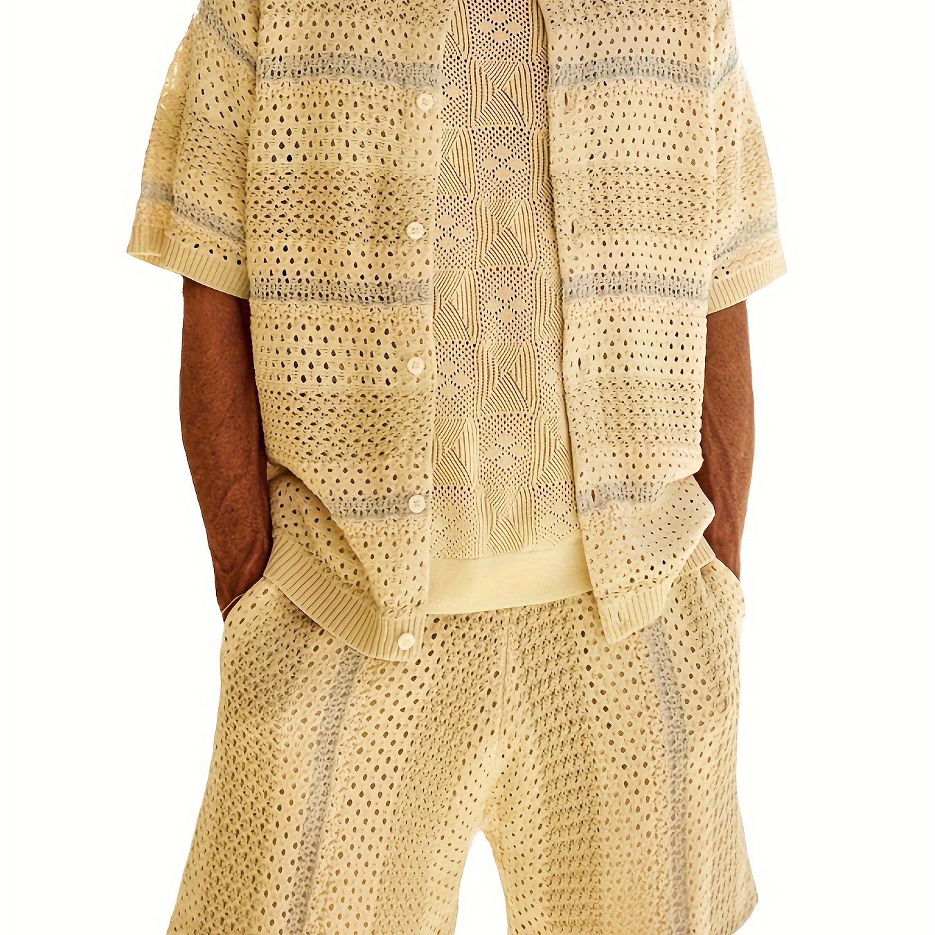 Mens Loose Gulda Suits With Stand Collar Pocket Detail