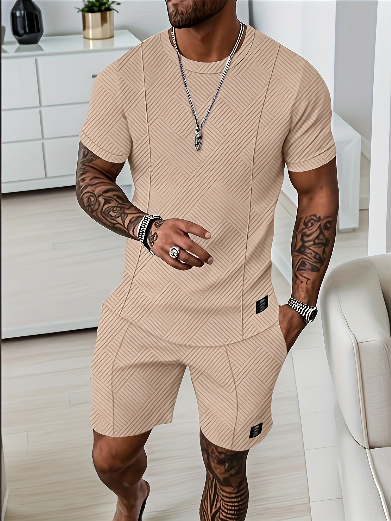 Men's 2 Piece Summer Short Set Casual Tracksuit Jogging